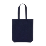 Tas van gerecycled katoen en plastic met bodemvouw 140 g/m² kleur marineblauw