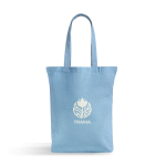 Tas van gerecycled katoen en plastic met bodemvouw 140 g/m² kleur lichtblauw