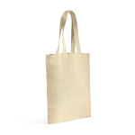 Tas van gerecycled katoen en plastic met bodemvouw 140 g/m² kleur lichtgeel