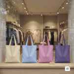 Tas van gerecycled katoen en plastic met bodemvouw 140 g/m² kleur lichtgeel