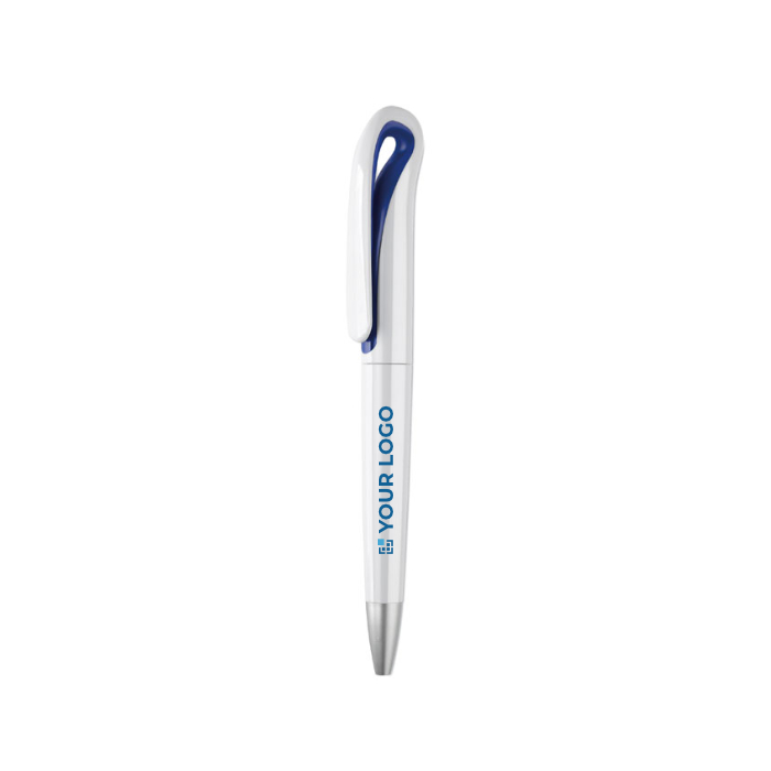 Reclamepennen van ABS met blauwe inkt White Swan-clip