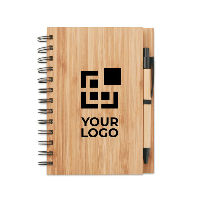 Gerecycled notitieboekje met pen en bamboe kaft A5 Bamboo