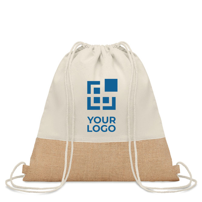 Rugzakjes laten bedrukken van 160 g/m2 katoen en jute Natural