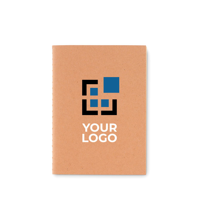 Gerecycled memoblok met logo en kartonnen kaft A6 Eco Stitched