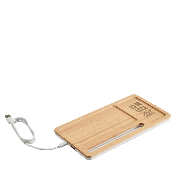 Bamboe desktopset met draadloze oplader Bamboo Tidy
