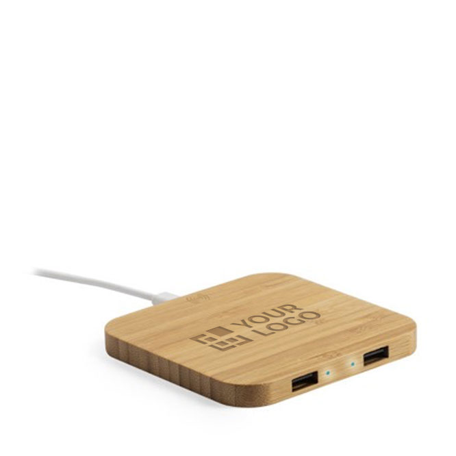 Natura Square Bamboe draadloze opladers bedrukken