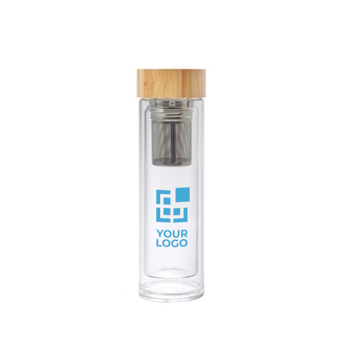 Glazen fles met zetgroep en dubbelwandig 420ml TeaBoo XL
