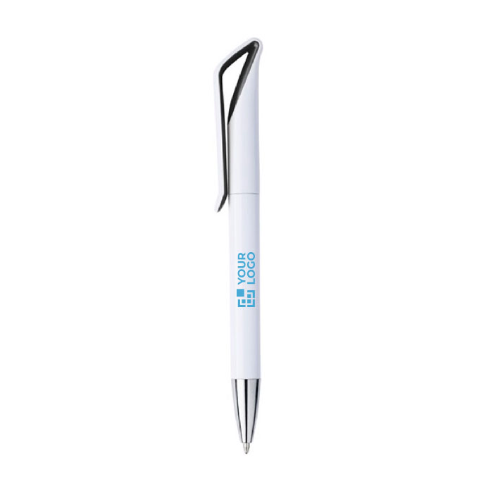 Reclamepennen van ABS met blauwe inkt White Swan-clip