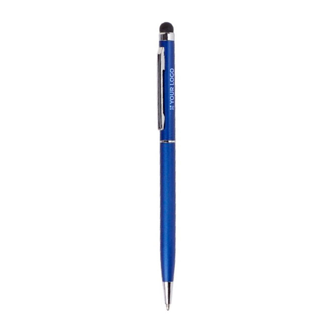 Touch pennen met logo chroomblauwe inkt Vip Thin