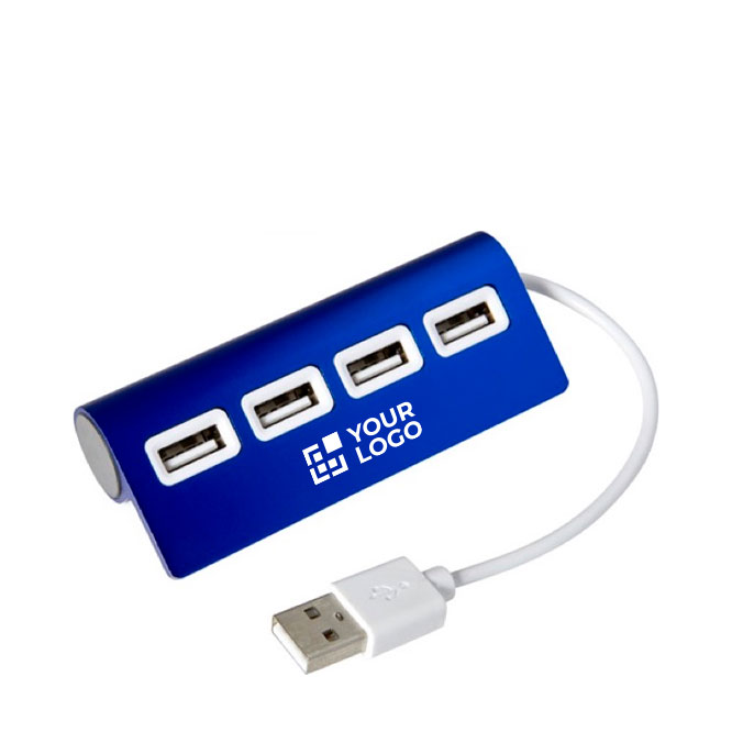 Gekleurde aluminium USB hub met 4 2.0 poorten Alu