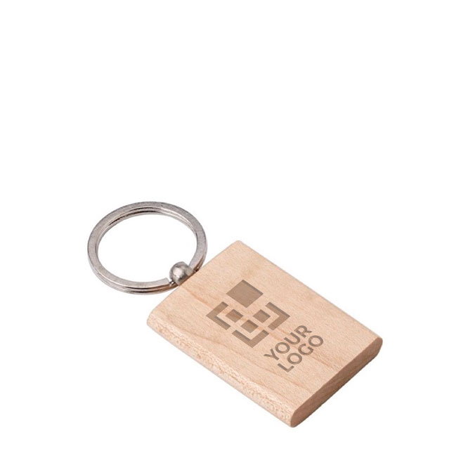 Rechthoekige houten sleutelhangers met logo Rectwood