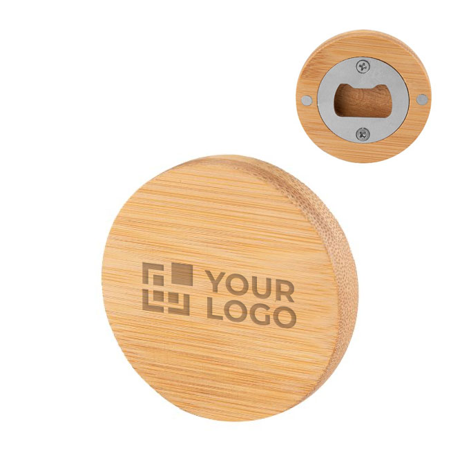 Ronde bamboe flessenopener Round Bambo