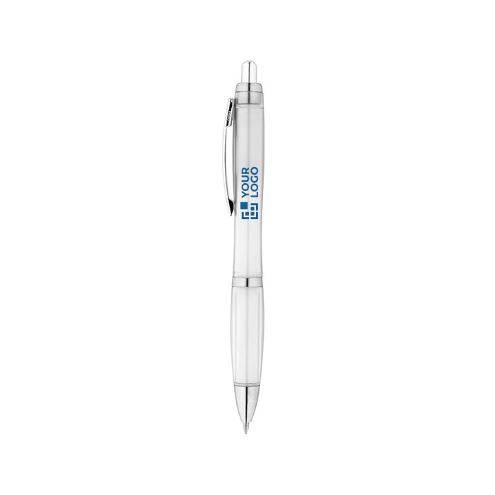 Pen met gerecyclede drukknop blauwe inkt Color RPET