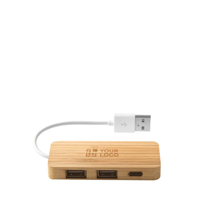 USB 2.0-hub met en kabel Bamboo Type-C-poort