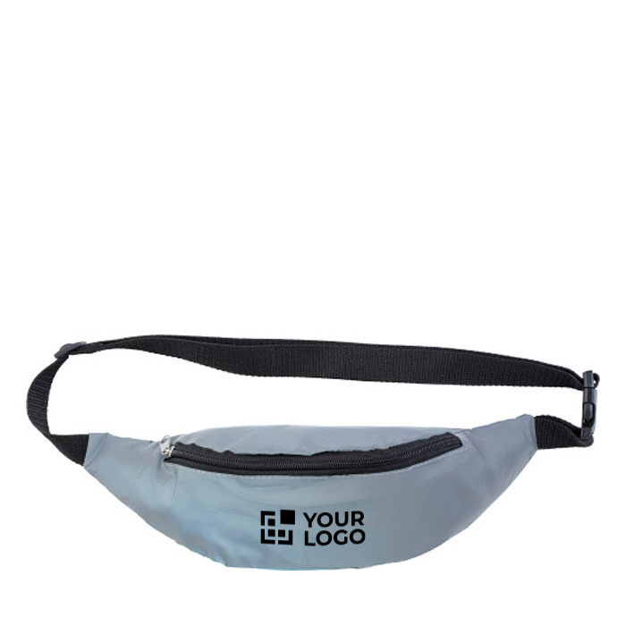 Zilveren reflecterende polyester heuptas met logo Night Vision