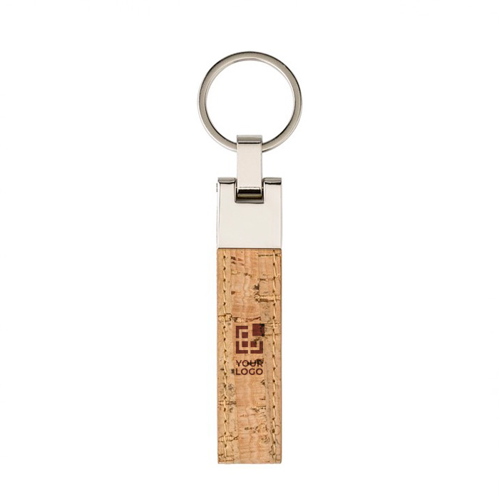 Elegante kurken sleutelhanger met metalen details Cork