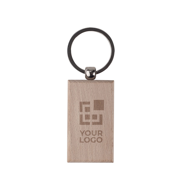 Rechthoekige houten sleutelhanger om te personaliseren 9x3cm