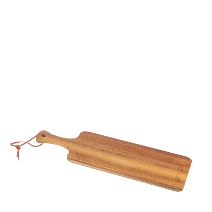 Acaciahouten serveerplank met handvat en PU-koord