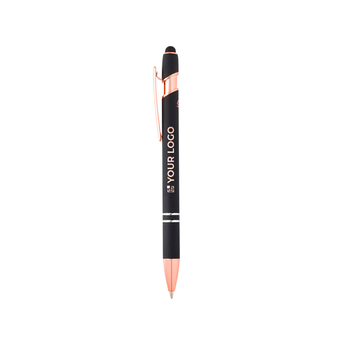 Gerecyclede aluminium pen met roségouden details, blauwe inkt