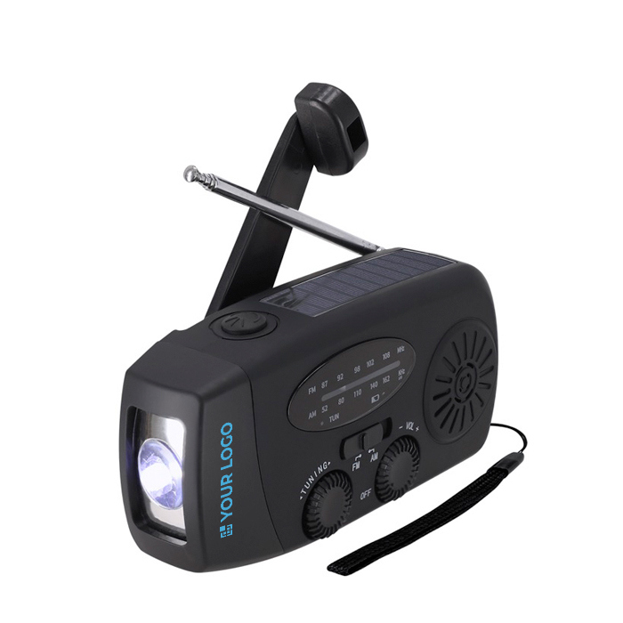 Draagbare zonne-energie radio met zaklamp en nood-powerbank
