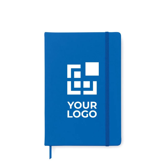 Goedkope notitieboekjes bedrukken met logo A5 notities kleur koningsblauw weergave met bedrukking