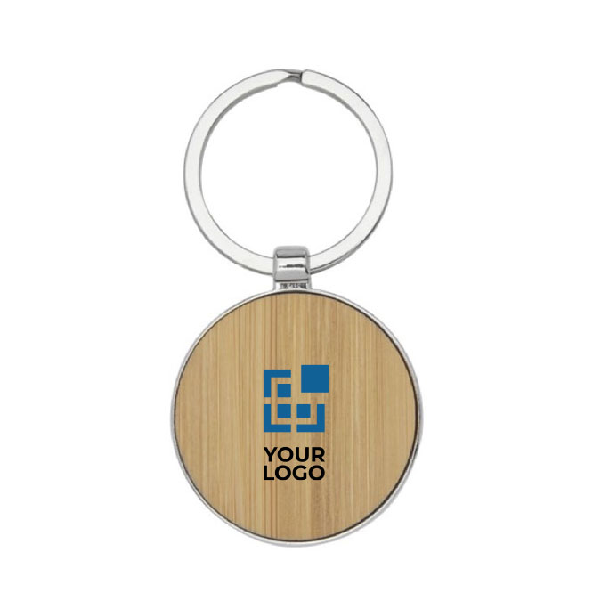 Elegante ronde houten sleutelhanger bedrukken Bamboo Round met afdrukgebied