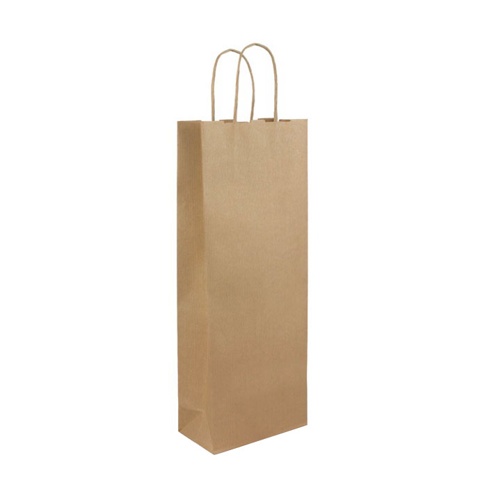 Speciale kraftpapieren tas voor wijn met handvatten 120 g/m2 kleur naturel