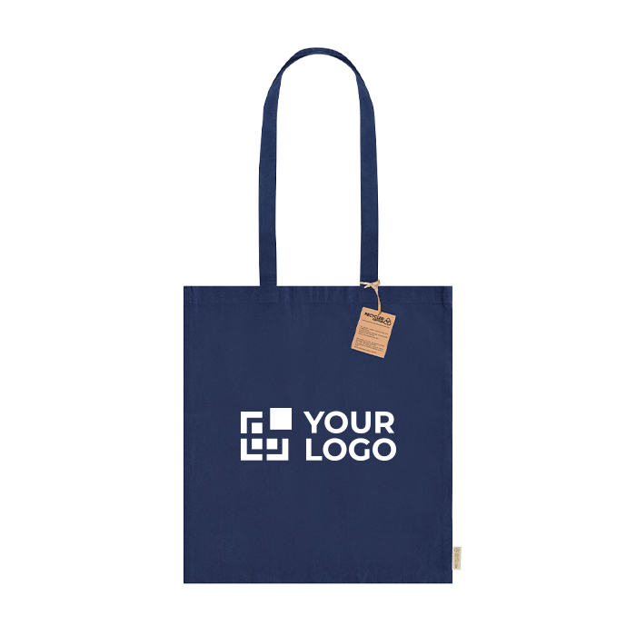 Tas van gerecycled katoen met lange handvatten 140 g/m2 Upcycling met jouw bedrukking