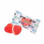 Hartvormige jellybeans met aardbeiensmaak in zakjes kleur aardbei hoofdweergave
