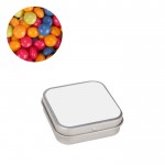 Zilveren doosje met minipillen met fruitsmaak van 18 gram kleur zilver