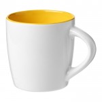 Bedrukte koffiebekers met gekleurde binnenzijde kleur geel