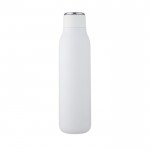 Rvs thermische fles met logo kleur wit tweede weergave voorkant