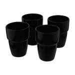 Keramische stapelbare koffiebekers kleur zwart derde weergave
