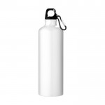 Fles van gerecycled aluminium met karabijnhaak 770 ml kleur wit tweede weergave voorkant