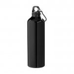 Fles van gerecycled aluminium met karabijnhaak 770 ml kleur zwart