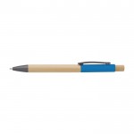 Bamboe pen met kleurdetails in aluminium, blauwe inkt kleur lichtblauw eerste weergave