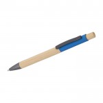 Bamboe pen met kleurdetails in aluminium, blauwe inkt kleur lichtblauw tweede weergave