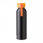 Drinkfles van gerecycled aluminium met gekleurde dop 650ml kleur oranje eerste weergave