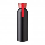 Drinkfles van gerecycled aluminium met gekleurde dop 650ml kleur rood eerste weergave
