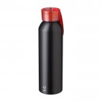 Drinkfles van gerecycled aluminium met gekleurde dop 650ml kleur rood derde weergave
