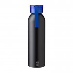 Drinkfles van gerecycled aluminium met gekleurde dop 650ml kleur lichtblauw eerste weergave