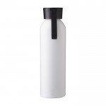 Matte gerecyclede aluminium fles met bijpassende dop en riem 650ml kleur zwart eerste weergave