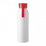 Matte gerecyclede aluminium fles met bijpassende dop en riem 650ml kleur rood eerste weergave