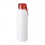 Matte gerecyclede aluminium fles met bijpassende dop en riem 650ml kleur rood tweede weergave