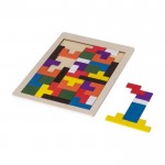 Puzzelspel met 40 gekleurde houten stukjes kleur bruin vijfde weergave