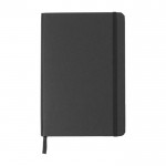 Gerecycled kartonnen notitieboek met elastiek en lint, A5 kleur zwart eerste weergave