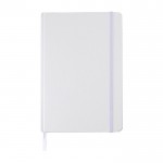 Gerecycled kartonnen notitieboek met elastiek en lint, A5 kleur wit eerste weergave