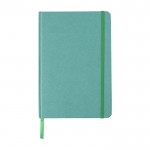 Gerecycled kartonnen notitieboek met elastiek en lint, A5 kleur groen eerste weergave
