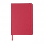Gerecycled kartonnen notitieboek met elastiek en lint, A5 kleur rood eerste weergave