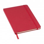 Gerecycled kartonnen notitieboek met elastiek en lint, A5 kleur rood tweede weergave